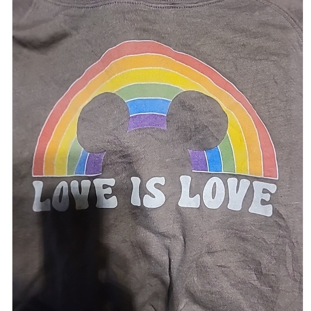 Disney Pride Love Is Love Rainbow Mickey Mouse Sweatshirt Gray‎ Womens Large